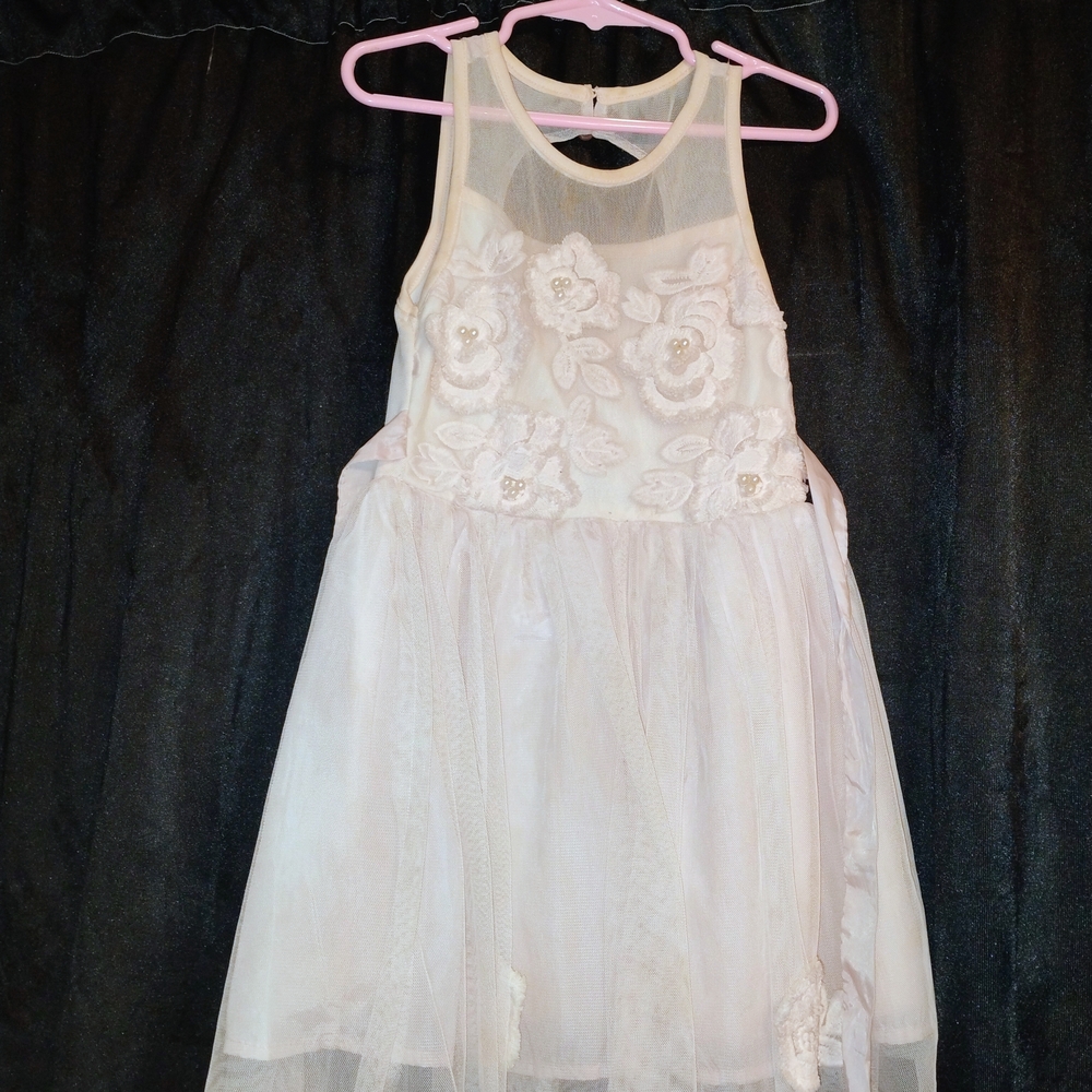 White Floral Embroidered Dress